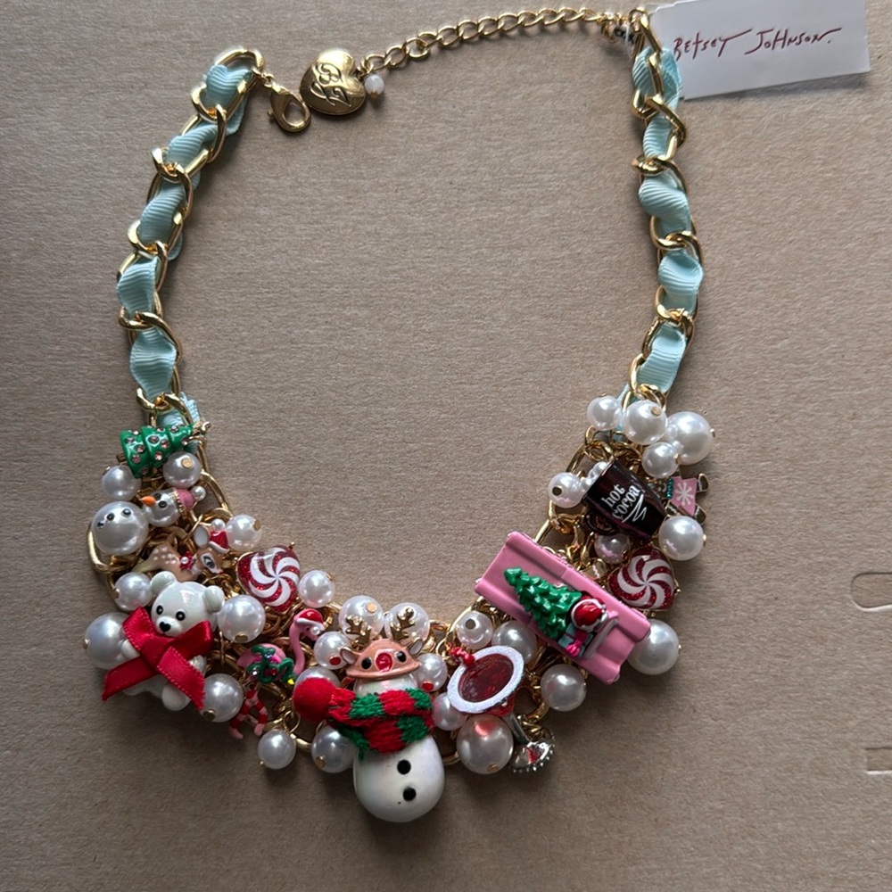 NWT- Betsey Johnson Chunky Charm Necklace Holiday